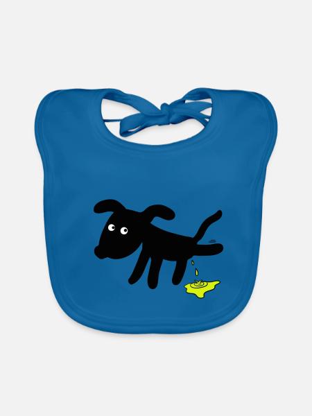 Dog pees dogs - Organic Baby Bibs - peacock-blue - Front