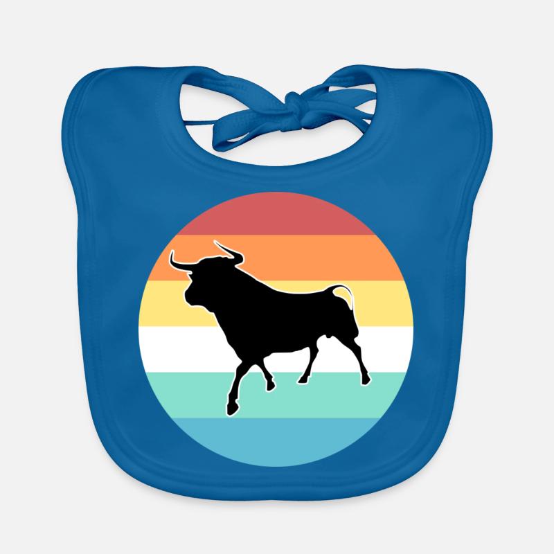 Taureau - Bavoir bio Bébé - bleu paon