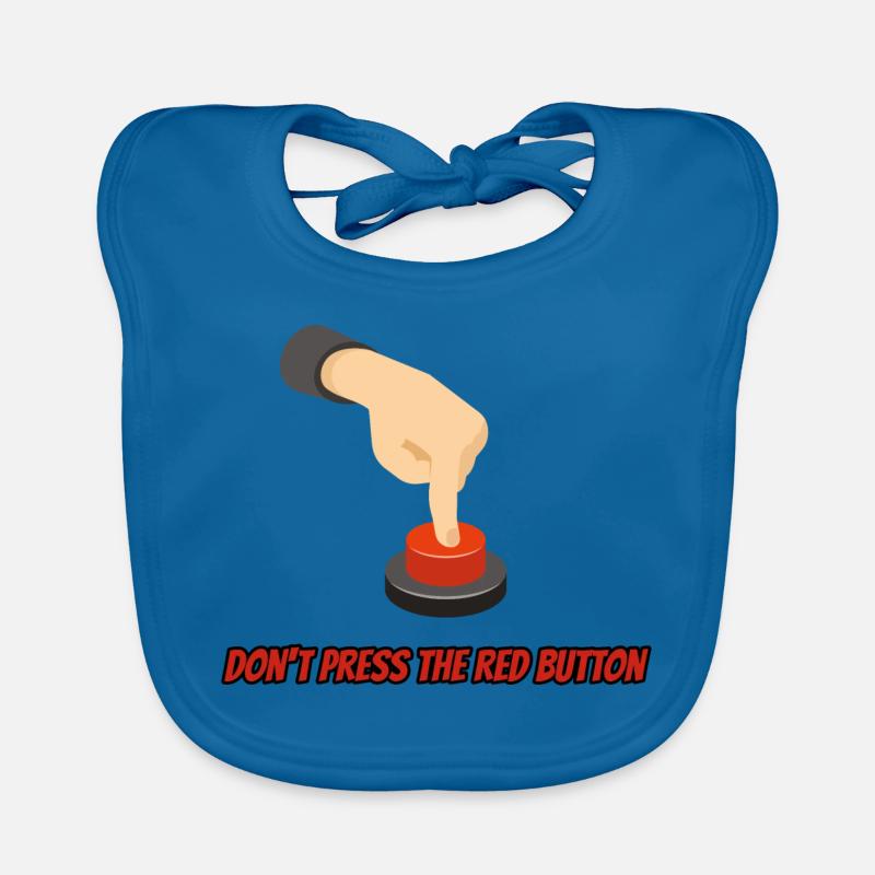 Ne pas appuyer sur le bouton rouge - Bavoir bio Bébé - bleu paon