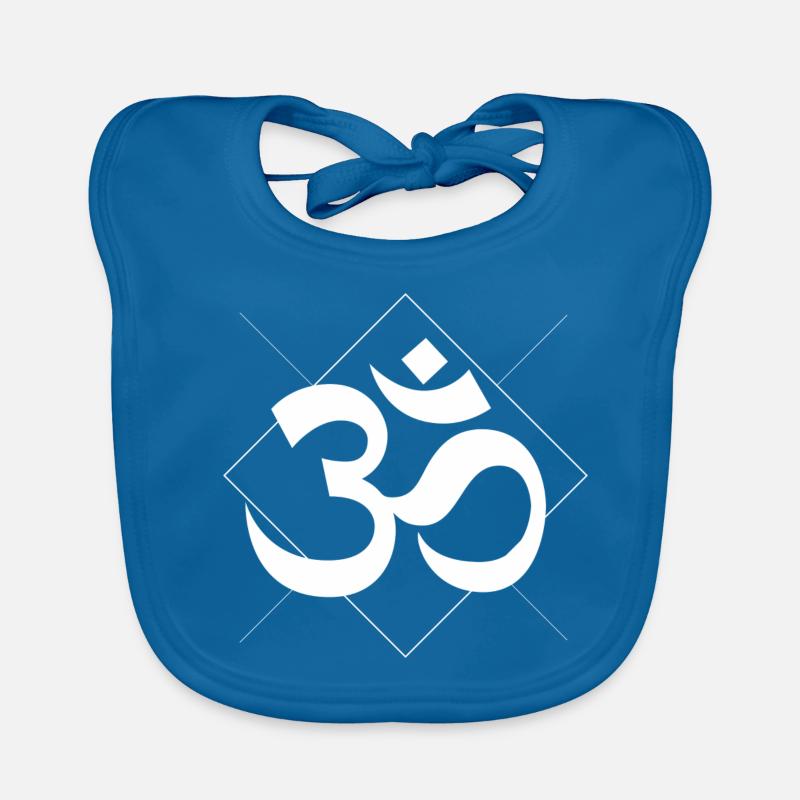OM sign - Organic Baby Bibs - peacock-blue