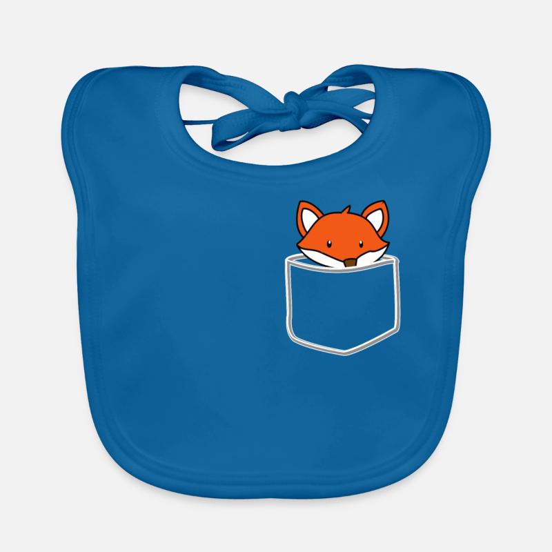 Fox Pocket - bag, fox, gift - Organic Baby Bibs - peacock-blue