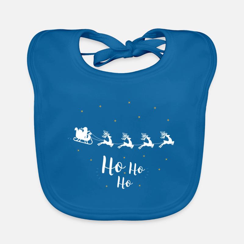 HoHoHo Noël - Bavoir bio Bébé - bleu paon