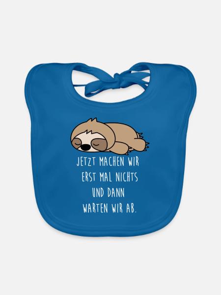 Beamte Beamter Faultier Faul Faulenzer Geschenk - Baby Bio-Lätzchen - Pfauenblau