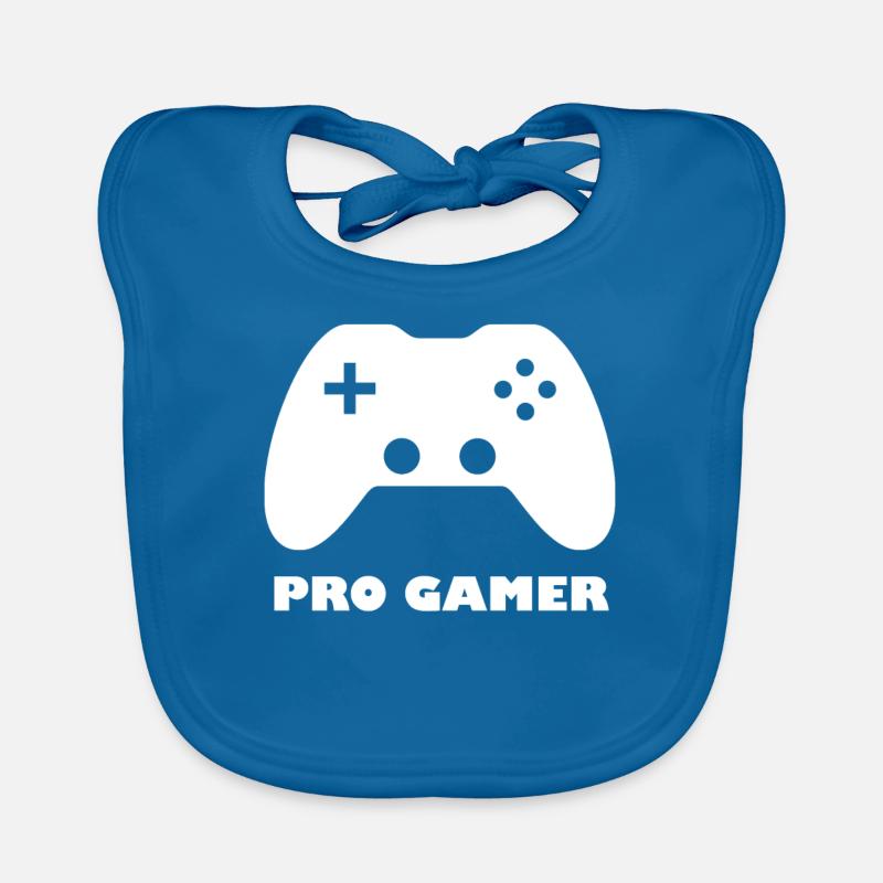 Progamer blanc - Bavoir bio Bébé - bleu paon