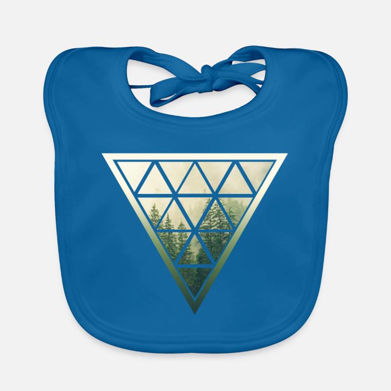 Forêt de triangle - Bavoir bio Bébé - bleu paon