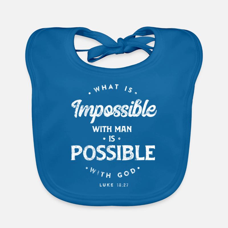 Rien n'est impossible Dieu Jésus verset de la Bible - Bavoir bio Bébé - bleu paon