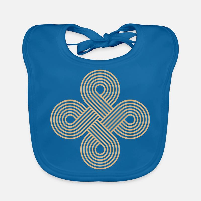 Infinite Circle Vortex Pattern Gold - Organic Baby Bibs - peacock-blue