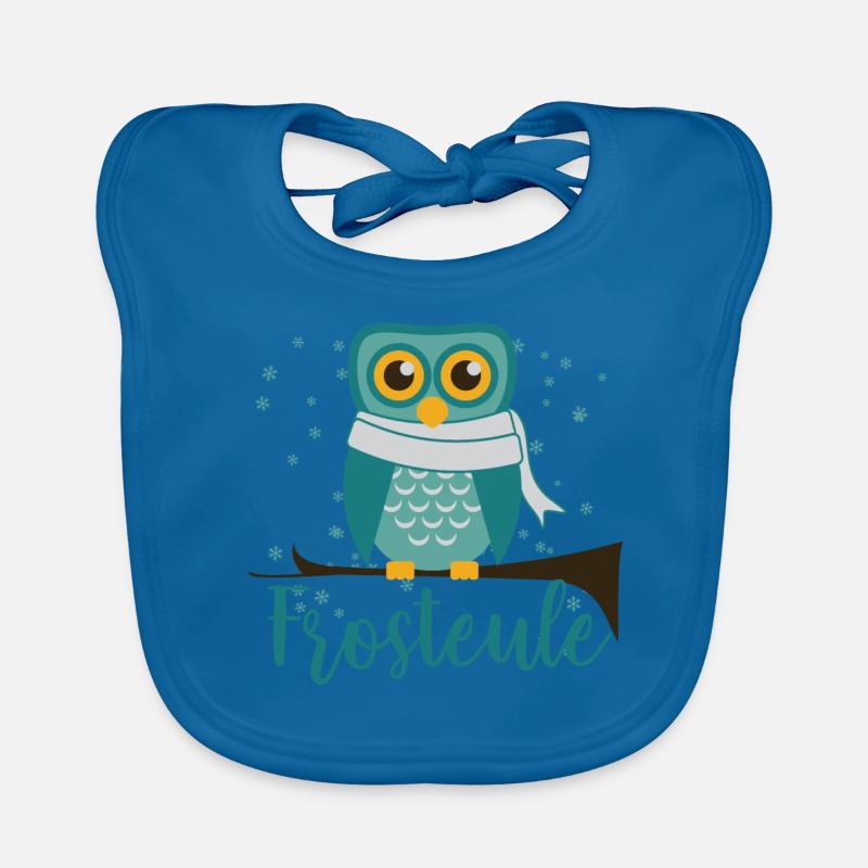 Frosteule süss kalt frost Eule - Baby Bio-Lätzchen - Pfauenblau