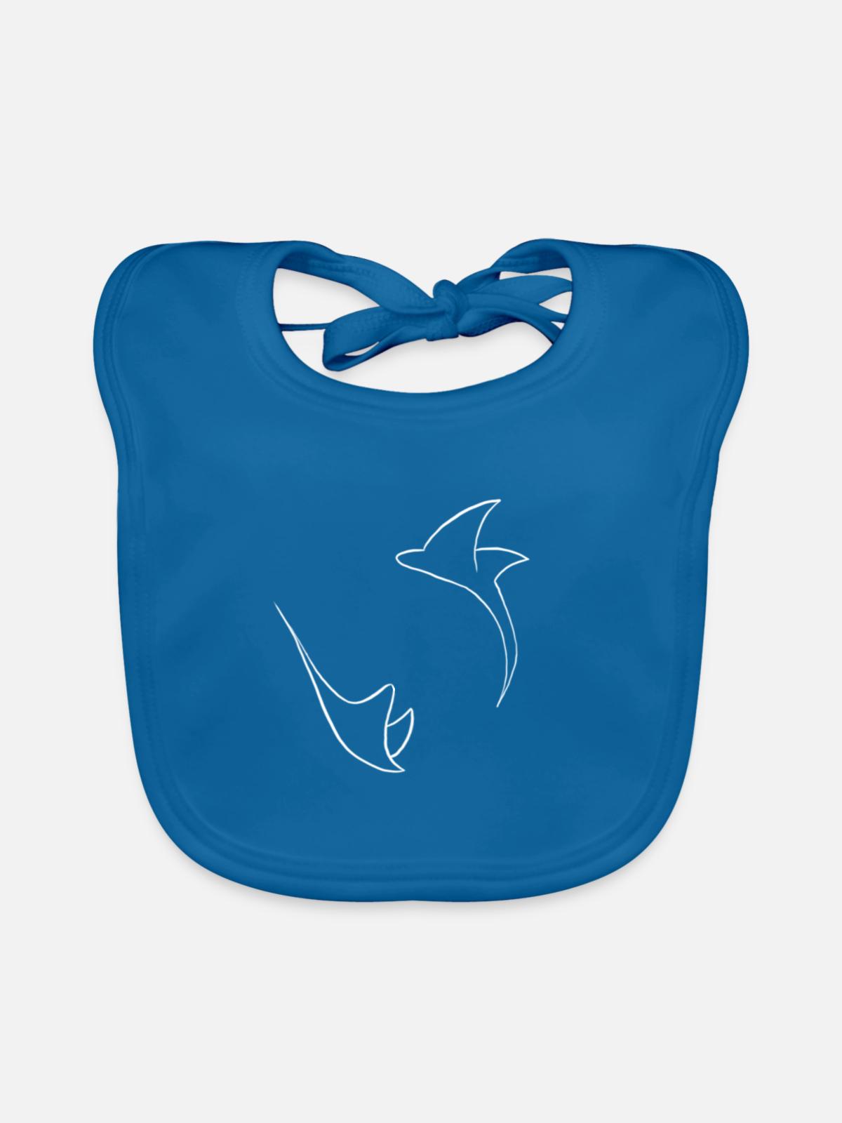Rochen - Baby Bio-Lätzchen - Pfauenblau - Vorne