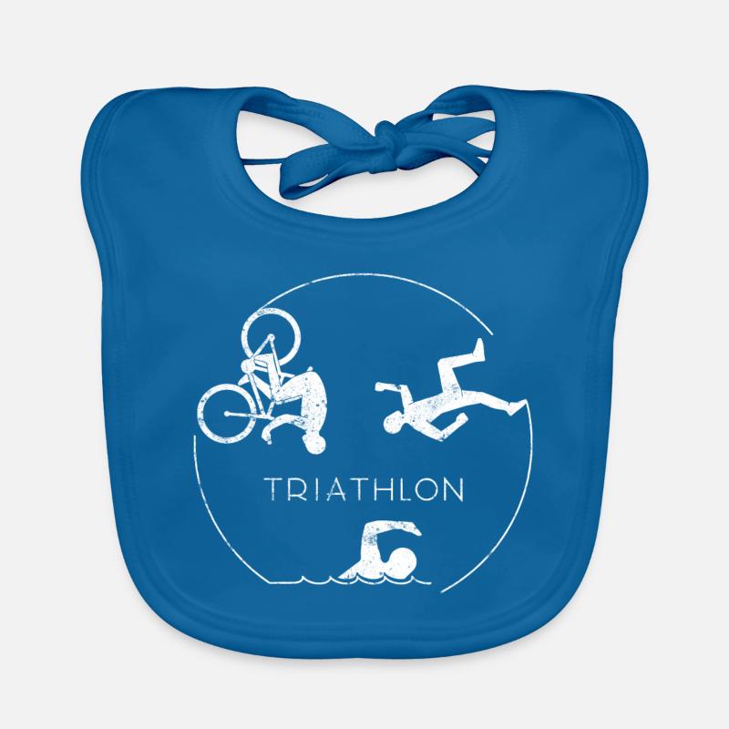 Triathlon Triathlon de course cycliste - Bavoir bio Bébé - bleu paon