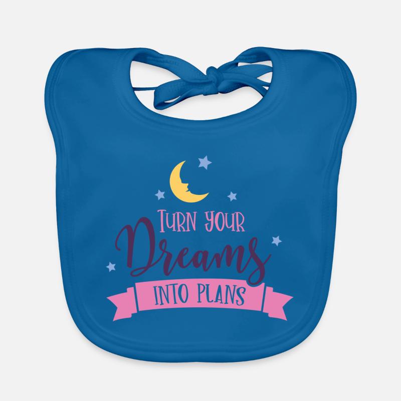 turn dreams into plans - Bavoir bio Bébé - bleu paon