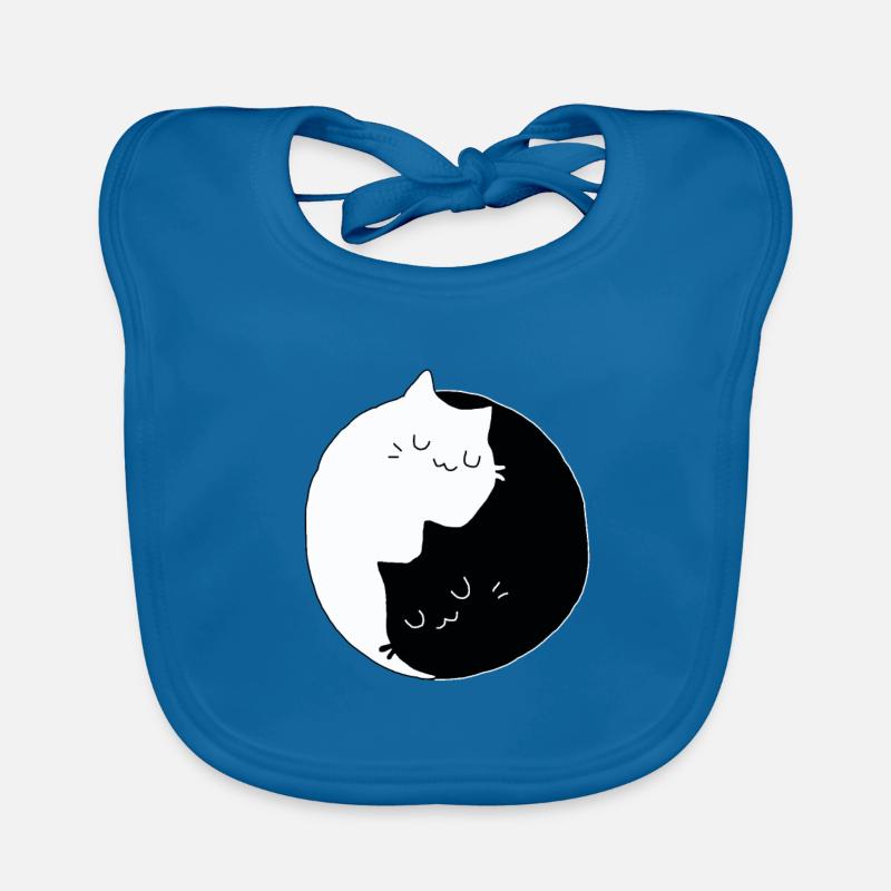 Chat yin yang - Bavoir bio Bébé - bleu paon