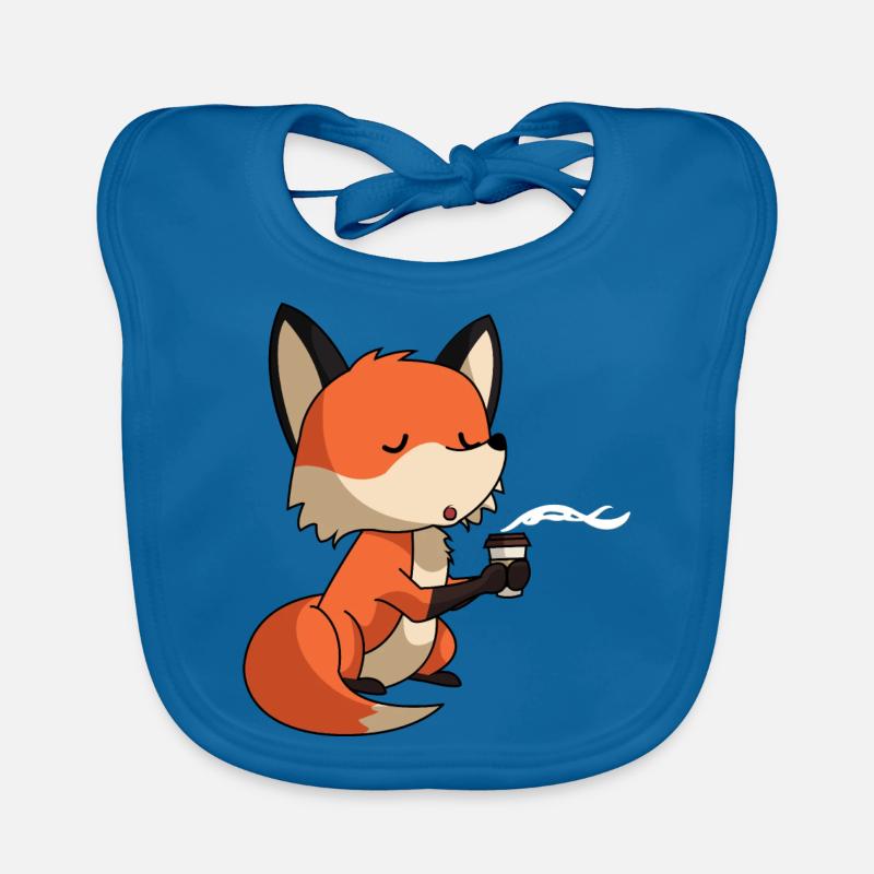 Fuchs mit Kaffee - Baby Bio-Lätzchen - Pfauenblau