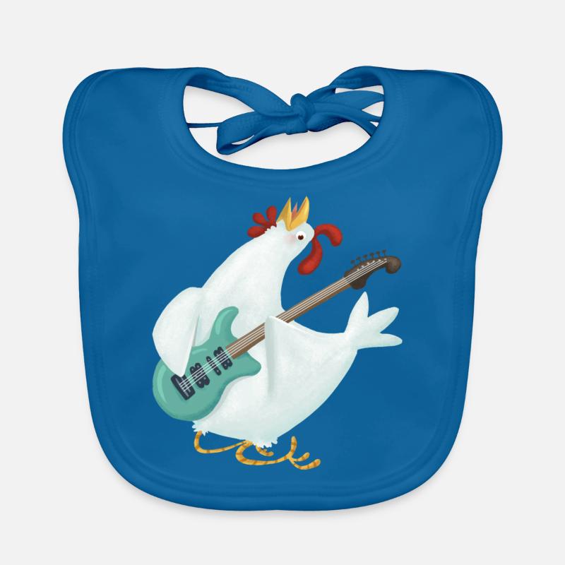 Poule rock - Bavoir bio Bébé - bleu paon