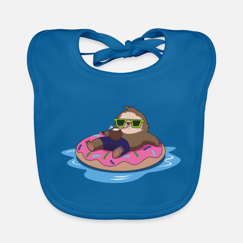 Sloth chill summer Organic Baby Bibs