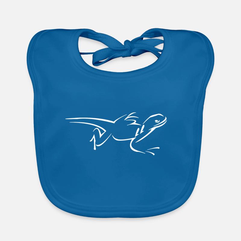 Lézard - Bavoir bio Bébé - bleu paon