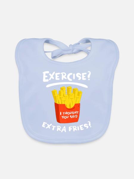 Exercise? Extra frieze? UNISEX FOOD - Organic Baby Bibs - sky blue - Front