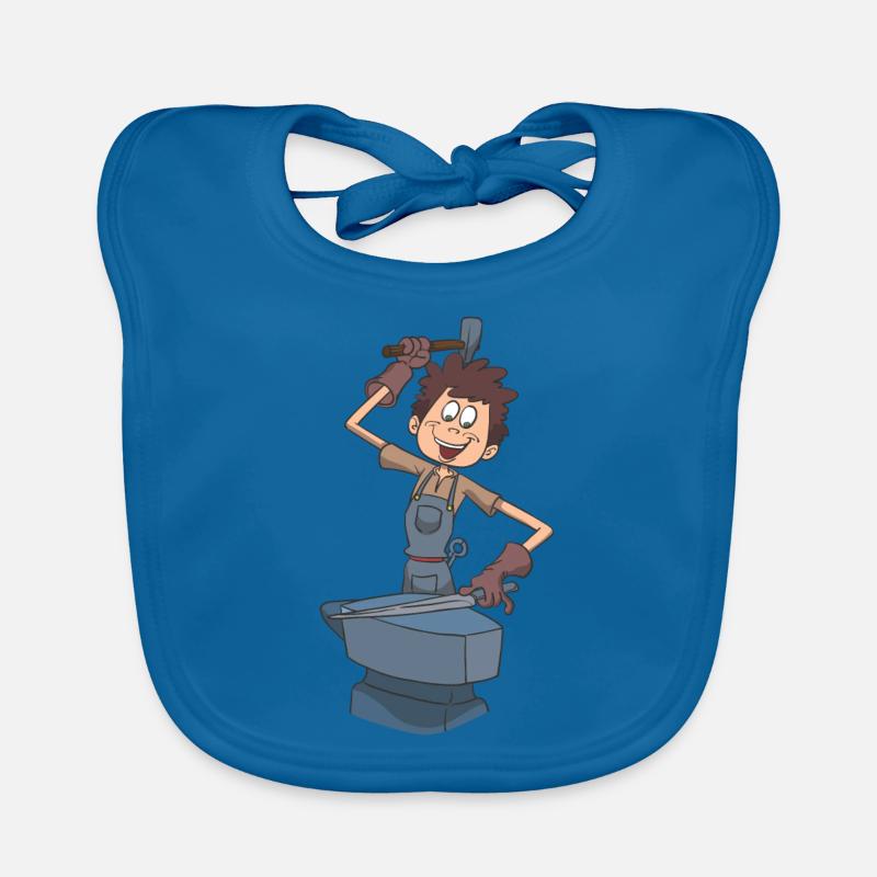 Enclume de forgeron - Bavoir bio Bébé - bleu paon