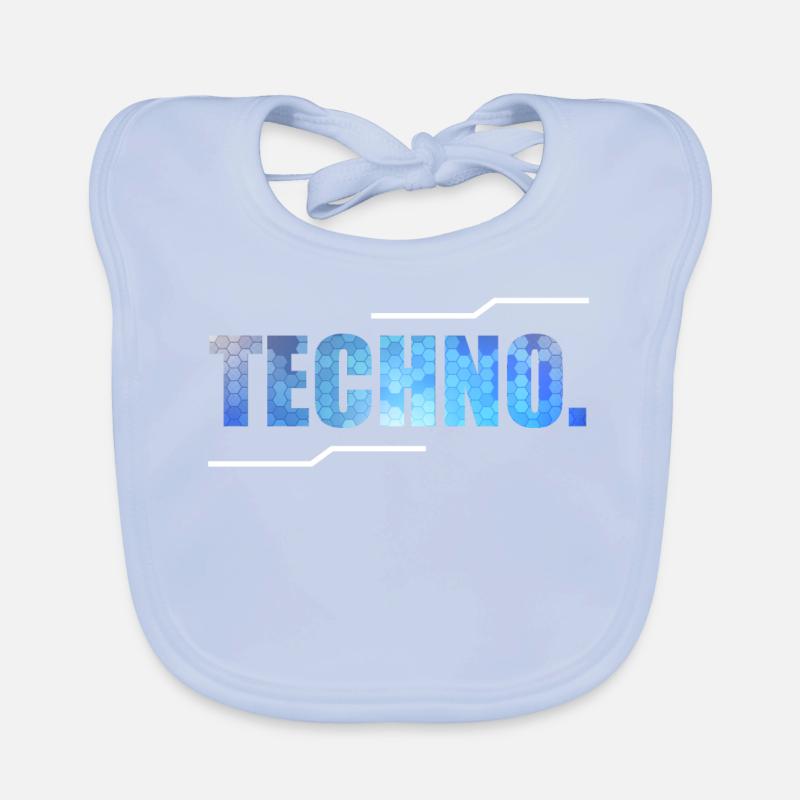 A Techno Tee For Music Lovers Saying "Techno." Organic Baby Bibs
