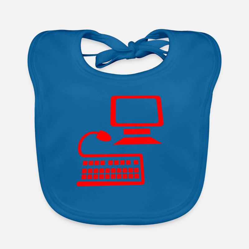 La vie de bureau informatique - Bavoir bio Bébé - bleu paon