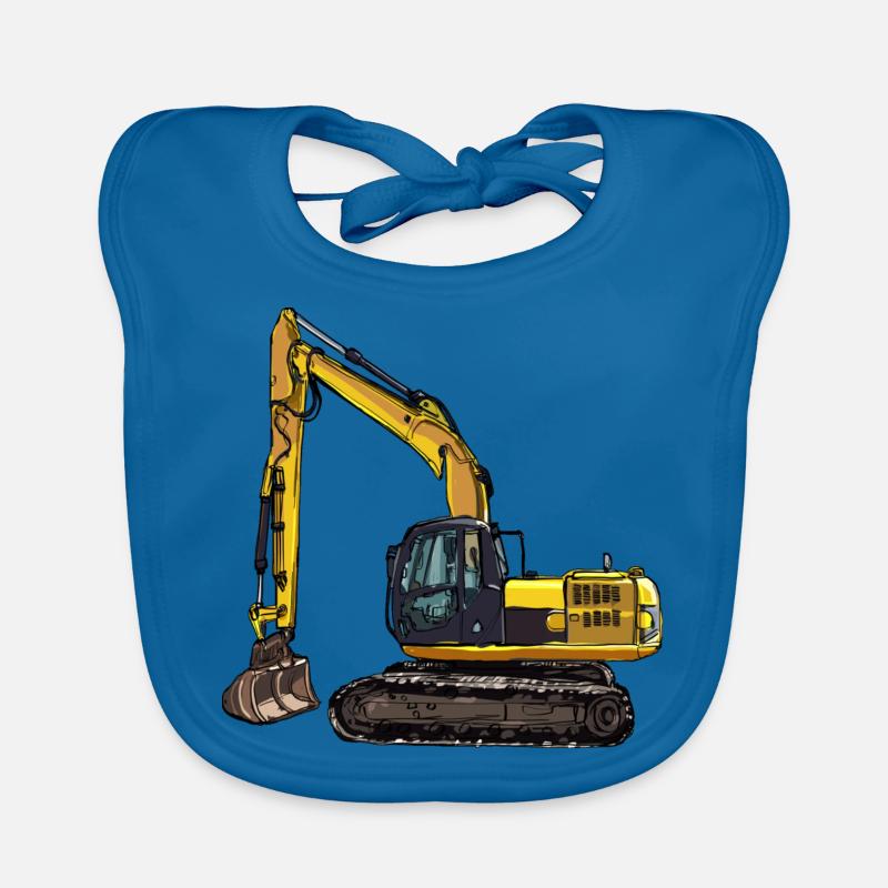Bagger Geschenk Geschenkidee - Baby Bio-Lätzchen - Pfauenblau
