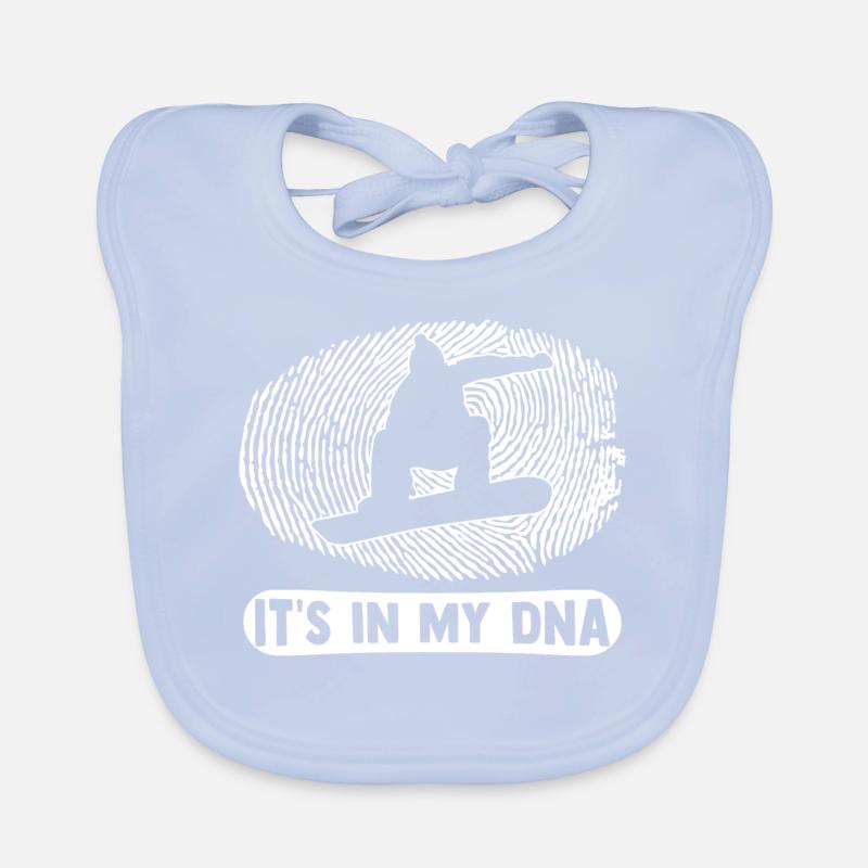 snowboarding it's in my dna snowboad adn Bavoir bio Bébé
