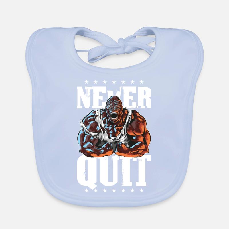 gorilla workout never quit Organic Baby Bibs