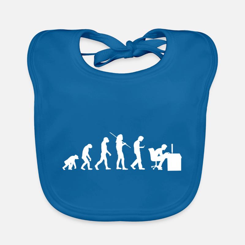 Evolution - Generation Smombie Nerd - Organic Baby Bibs - peacock-blue