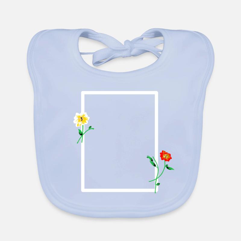 White frame with floral decoration Organic Baby Bibs