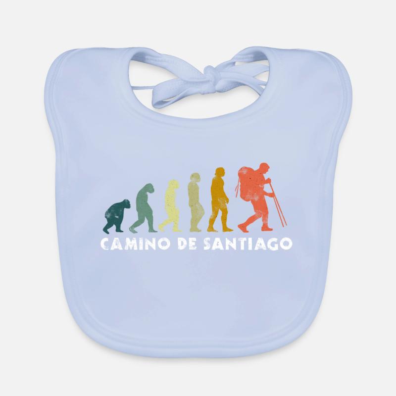 Jakobsweg Evolution Pilger Wanderer Geschenk Retro Baby Bio-Lätzchen