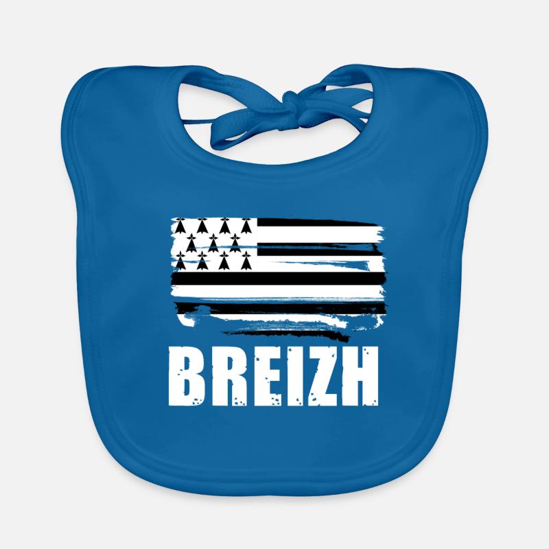 Drapeau de la bretagne breizh - Bavoir bio Bébé - bleu paon