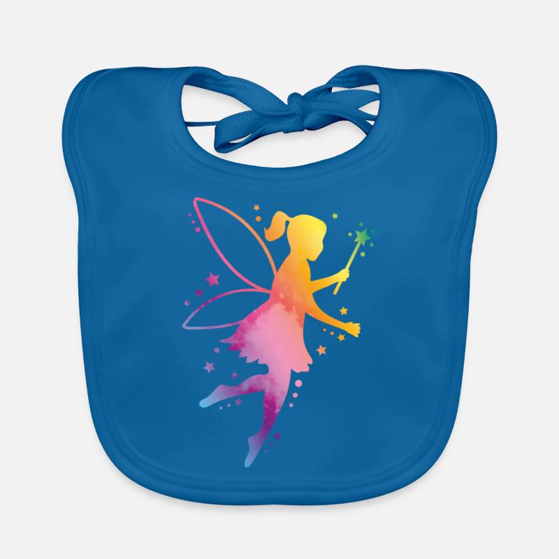 fee elfe bunt silhouette - Baby Bio-Lätzchen - Pfauenblau