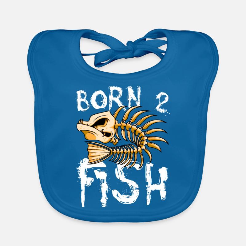 Born to fish bone fish Organic Baby Bibs