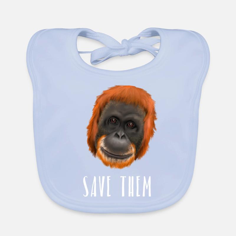 Monkey Ape Orang Utan - save them Organic Baby Bibs