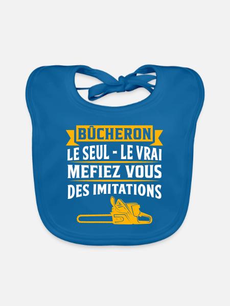 gift lumberjack t-shirt bucheron - Organic Baby Bibs - peacock-blue - Front