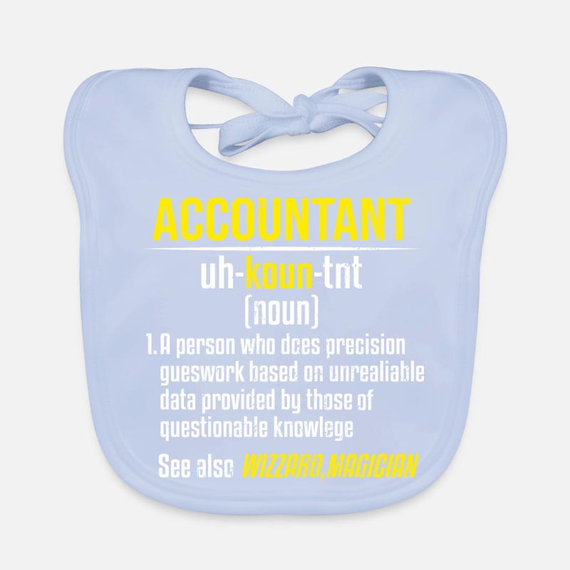 Comptable: une personne apprécie le dictionnaire Bavoir bio Bébé