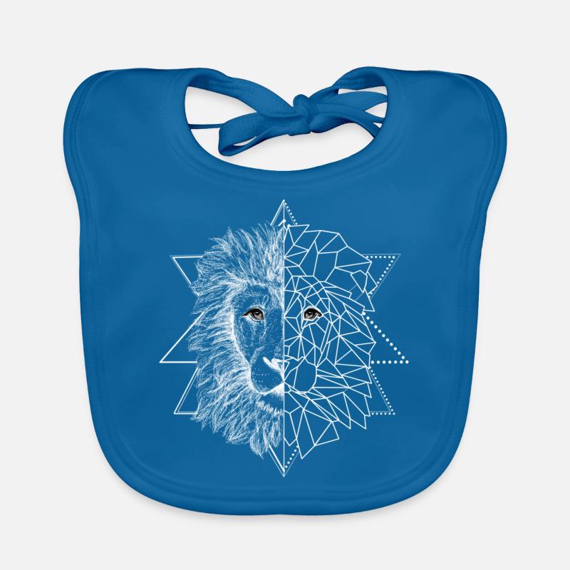 Weißer Tattoo inspirierter Löwe | Low Poly Art Baby Bio-Lätzchen