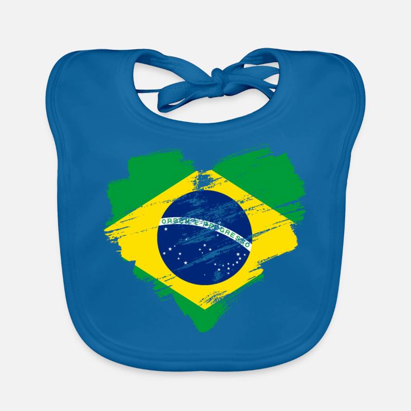 Brésil - Bavoir bio Bébé - bleu paon