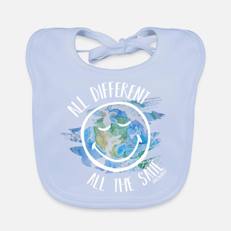 All Different All the Same Smileyworld white Organic Baby Bibs