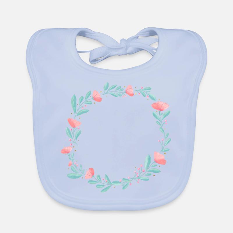Blumenkranz. Platziere deinen eigenen Text hinein. Baby Bio-Lätzchen