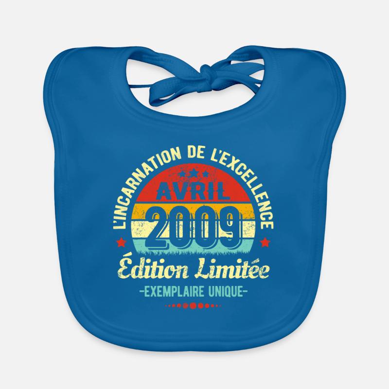 MILLÉSIME AVRIL 2009 ÉDITION LIMITÉE - Bavoir bio Bébé - bleu paon