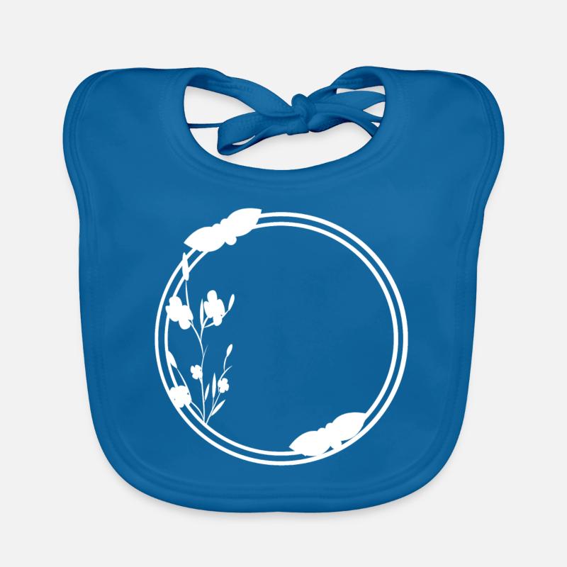 Spring Frame Circle in White Flowers Organic Baby Bibs