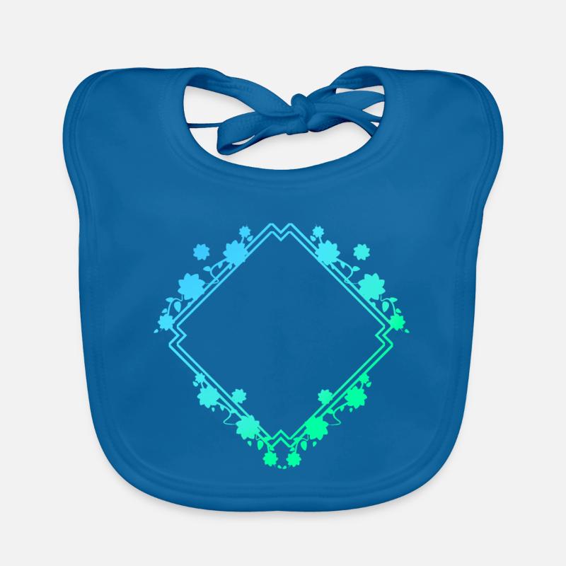 Floral Pattern Frame with Strokes Lines Organic Baby Bibs