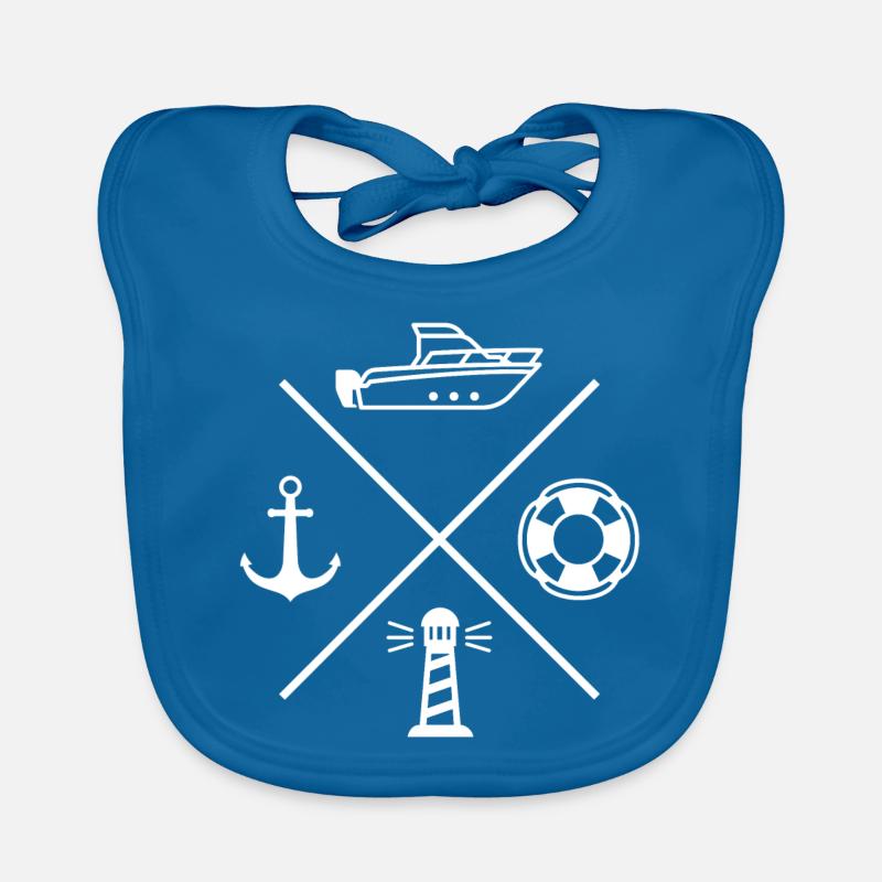 Lighthouse Compass Marine Motorboot Anker - Baby Bio-Lätzchen - Pfauenblau