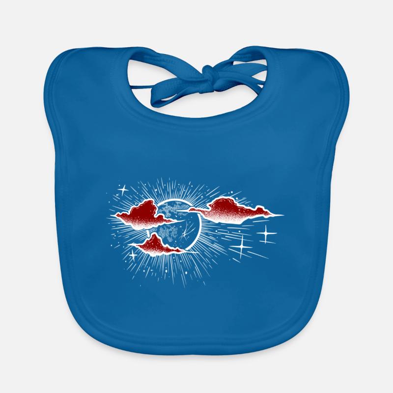 Red clouds & white line art dotwork tattoo Organic Baby Bibs