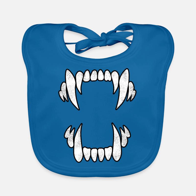 Crocs de loup effrayants - Bavoir bio Bébé - bleu paon