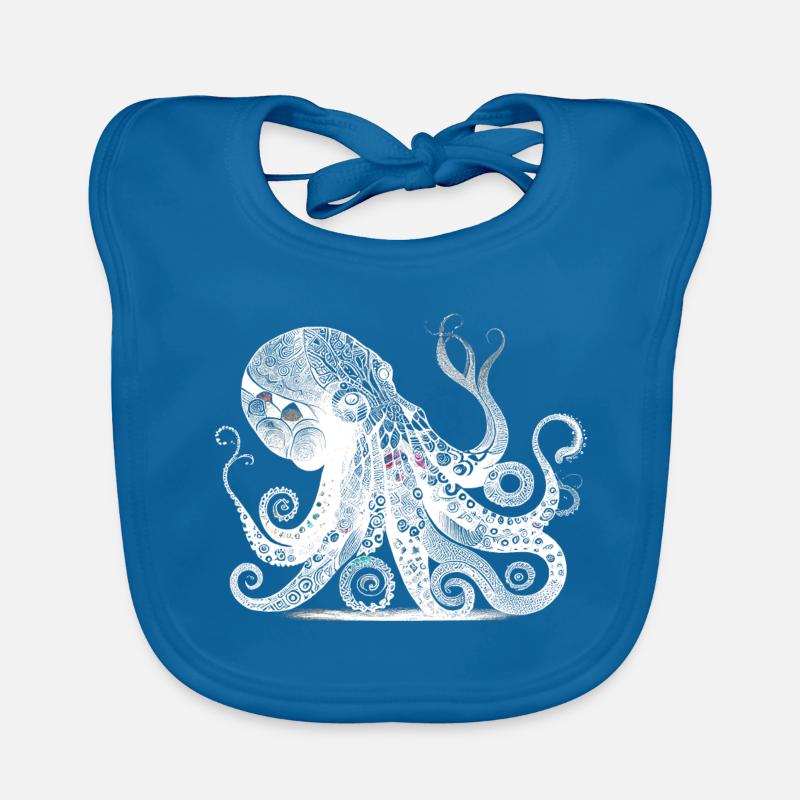 Cool octopus design with Aztec pattern Organic Baby Bibs