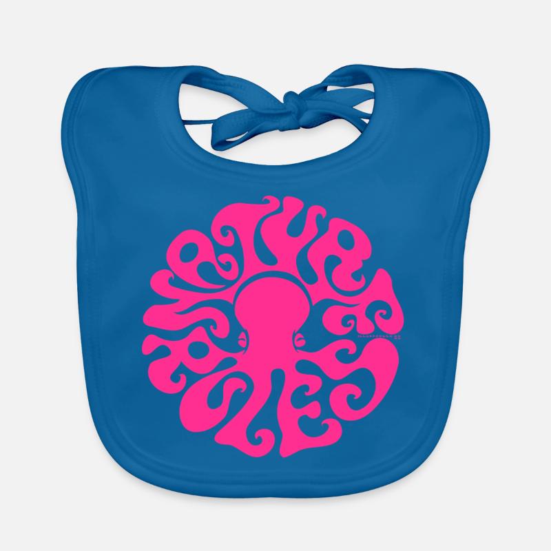 NATURE RULES! Psychedelic Octopus Sixties Magenta Organic Baby Bibs