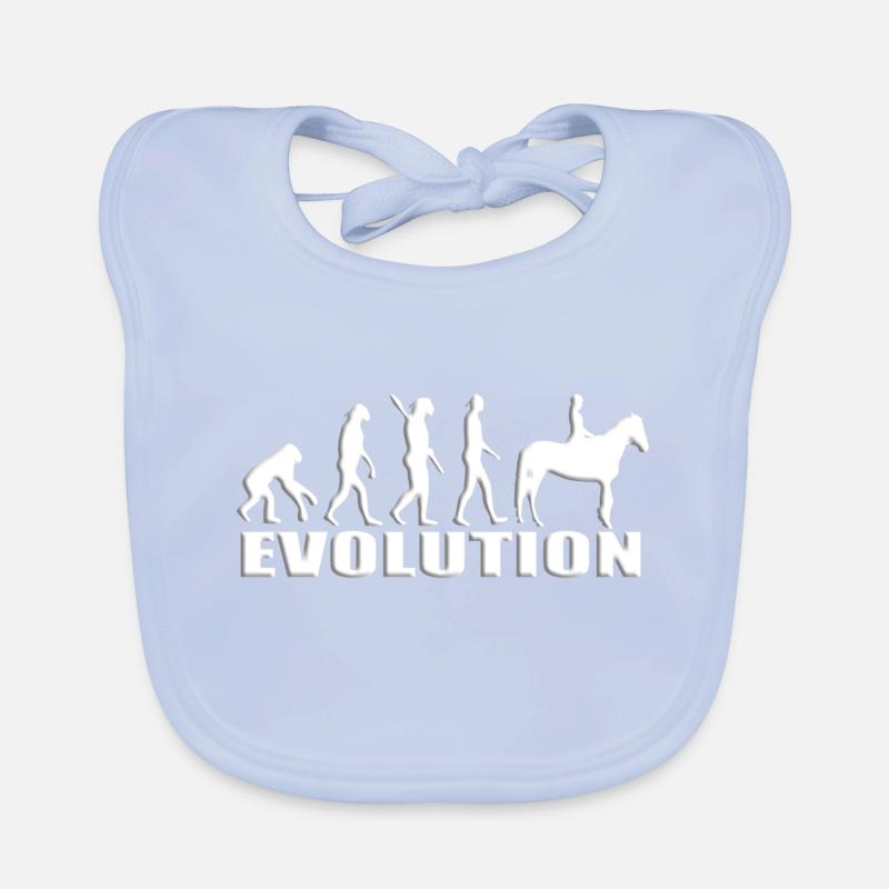 EVOLUTION - AFFE - MENSCH - REITERIN - PFERD Baby Bio-Lätzchen