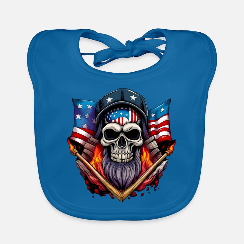 Crâne avec drapeau américain Bavoir bio Bébé